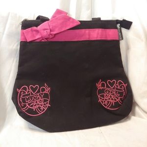 SOURPUSS rockabilly Lucky Girl embroidered bow Bag